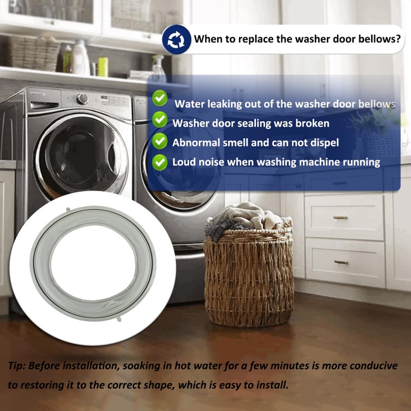 Vanesa W10290499 Wfw9050xw00 W10381562 Washer Door Bellow Compatible with whirlpool/Inglis/maytag/amana Washing Machine Door Boot Replacement for Wpw10381562 wfw9250ww01 WFW9150WW00 MHWE200XW00 NFW7300WW00 - Image 5